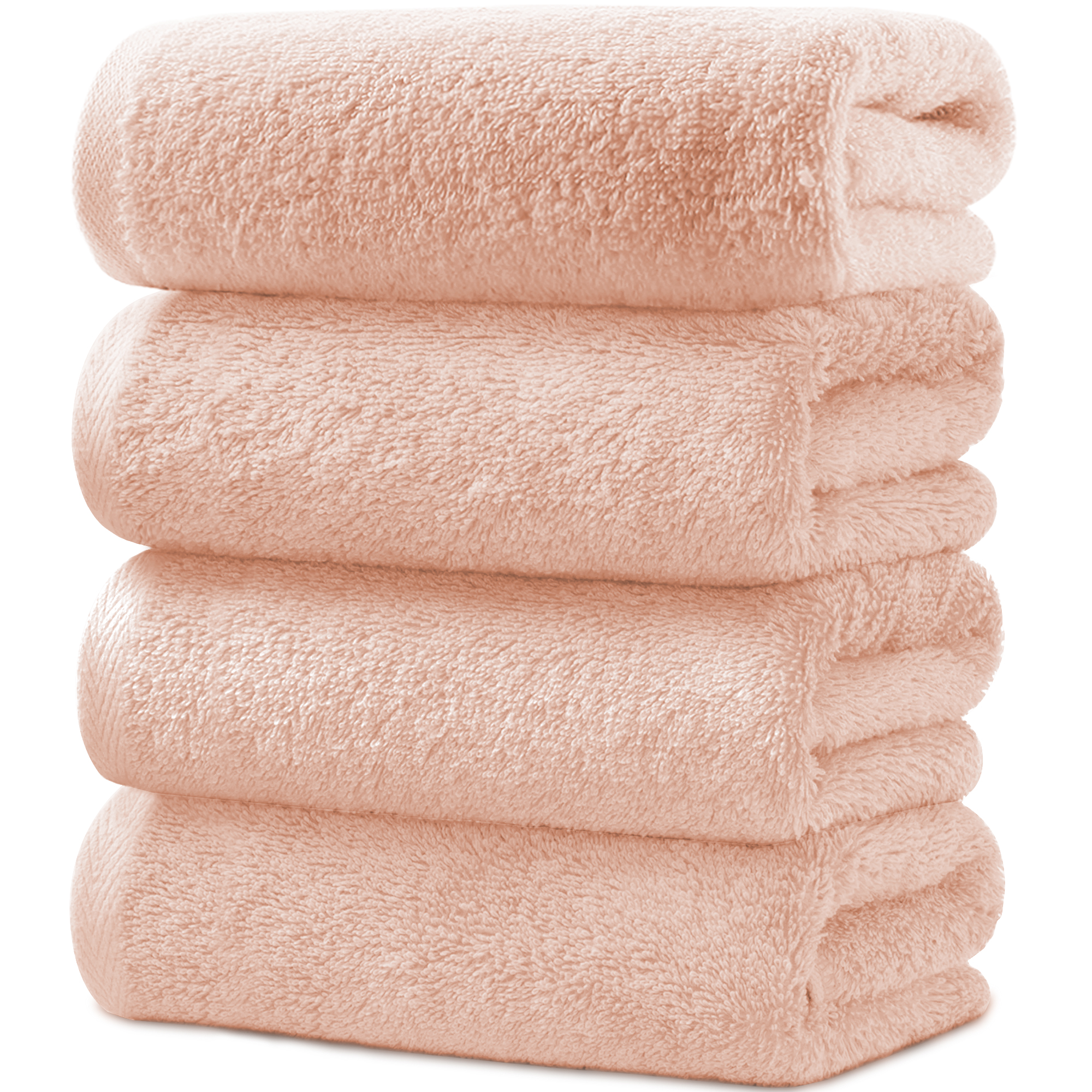 AYO バスタオル 4枚セット ライトピンク ホテル仕様 ふかふか 綿100% 高吸水 耐久性 無地 毛羽落ち少ない ギフト