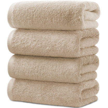 AYO バスタオル 4枚セット キャメル ホテル仕様 ふかふか 綿100% 高吸水 耐久性 無地 毛羽落ち少ない ギフト