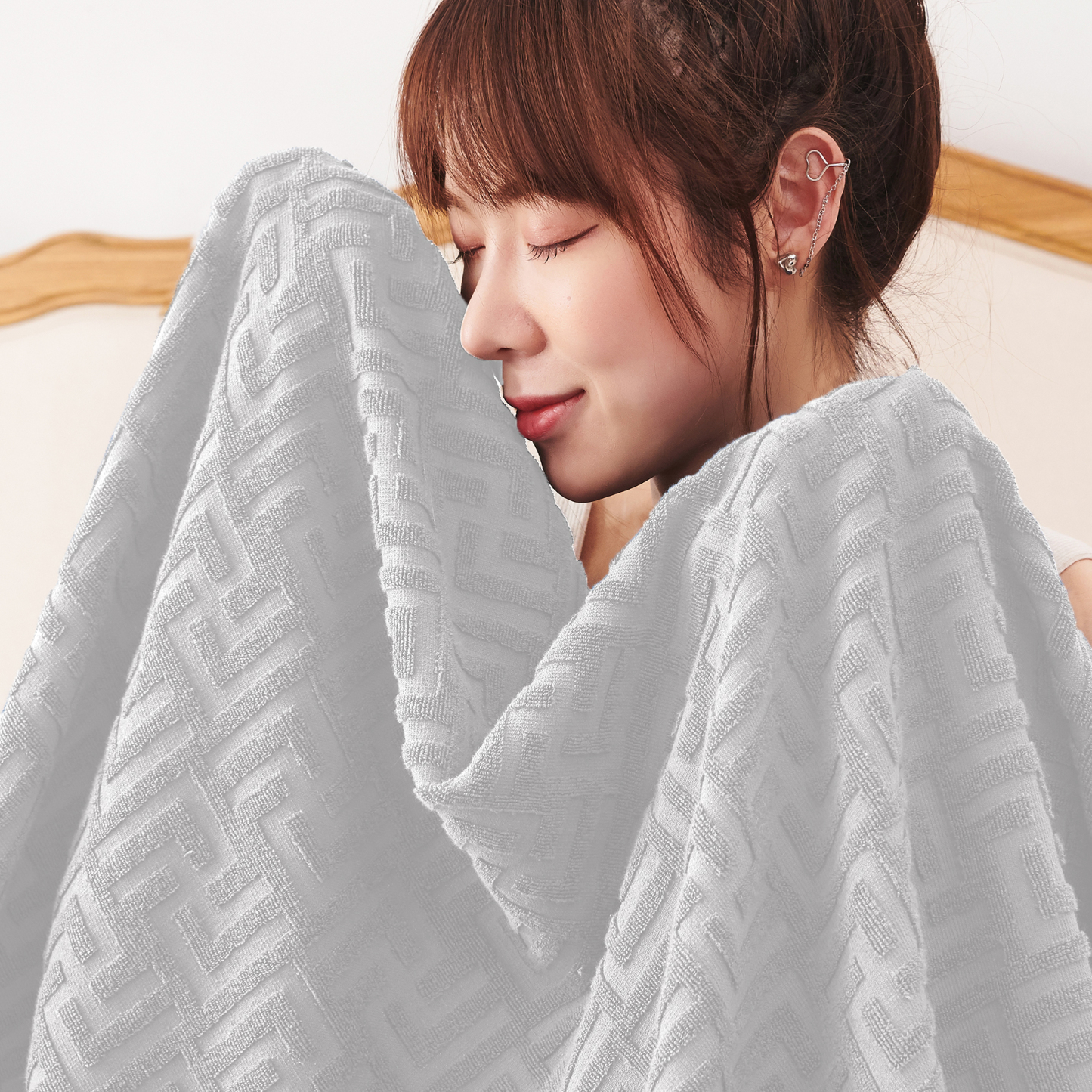 AYO タオルケット シングル ブランケット 綿100% コットン おしゃれ エアーケット キルトケット 速乾 抗菌 肌掛け 軽量 柔らかく肌触り 毛玉が出ない 毛布 オールシーズン 夏用 ソファー用 丸洗いOK 吸湿速乾（グレー，140*190cm）