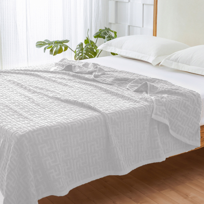 AYO タオルケット シングル ブランケット 綿100% コットン おしゃれ エアーケット キルトケット 速乾 抗菌 肌掛け 軽量 柔らかく肌触り 毛玉が出ない 毛布 オールシーズン 夏用 ソファー用 丸洗いOK 吸湿速乾（グレー，140*190cm）