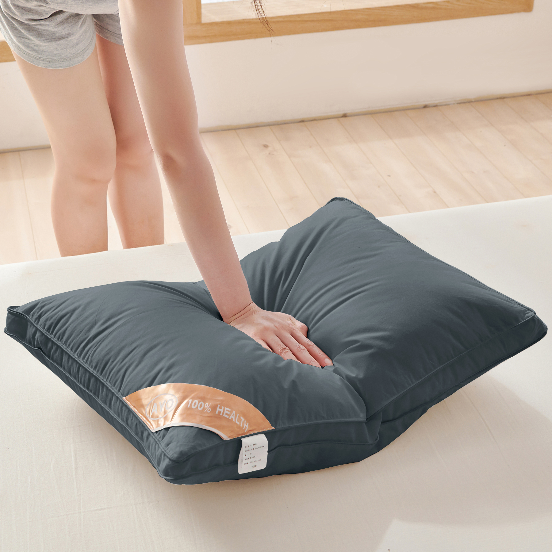 AYO 枕まくら 高級ホテル仕様 高反発枕 横向き対応 丸洗い可能 立体構造43x63cm グレー 枕ライナー取り外し可能 (グレー, 50cm*70cm*20cm)