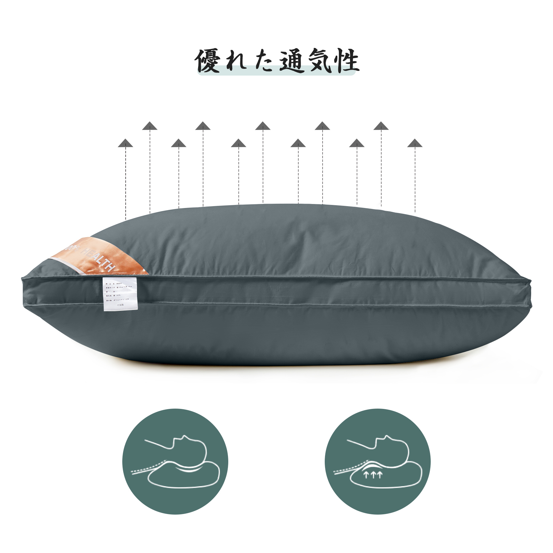 AYO 枕まくら 高級ホテル仕様 高反発枕 横向き対応 丸洗い可能 立体構造43x63cm グレー 枕ライナー取り外し可能 (グレー, 50cm*70cm*20cm)