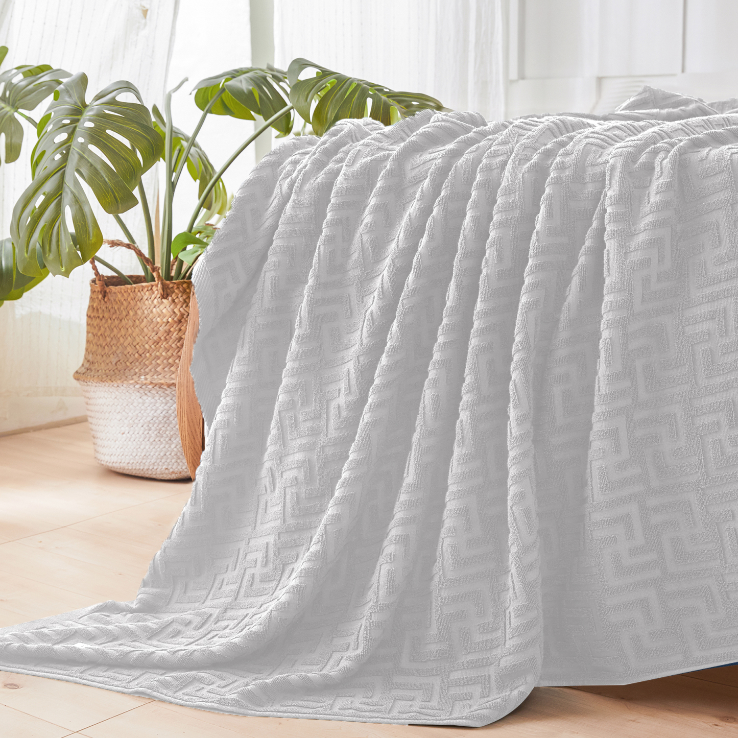 AYO タオルケット シングル ブランケット 綿100% コットン おしゃれ エアーケット キルトケット 速乾 抗菌 肌掛け 軽量 柔らかく肌触り 毛玉が出ない 毛布 オールシーズン 夏用 ソファー用 丸洗いOK 吸湿速乾（グレー，140*190cm）