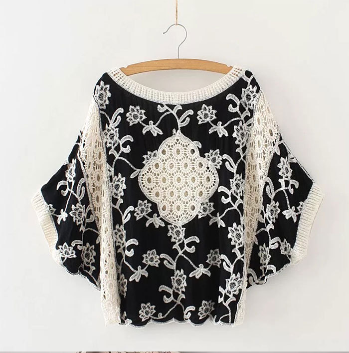 レース ブラウス レディース トップス 半袖 レーストップス 透かし編み 夏 プルオーバー Tシャツ 花柄 透かし彫り シースルー 透け感 綿 コットン 無地 ホワイト ブラック 体型カバー 刺繍 ゆったり カジュアル風 