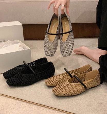 サンダル メッシュ パンプス レディース ぺたんこ フラット ペタンコ ストラップ シューズ 透かし 夏コーデサンダル スリッパ サマー 夏 春 靴 軽い 柔らかい 歩きやすい 疲れにくい 痛くない 大人 上品 パーティ ビーチ お出かけ
