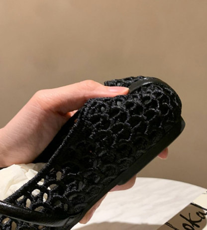 サンダル メッシュ パンプス レディース ぺたんこ フラット ペタンコ ストラップ シューズ 透かし 夏コーデサンダル スリッパ サマー 夏 春 靴 軽い 柔らかい 歩きやすい 疲れにくい 痛くない 大人 上品 パーティ ビーチ お出かけ