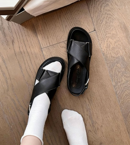 サンダル レディース 靴 コンフォートサンダル 厚底 本革 ストラップ 柔らかい 疲れない 靴 美脚 滑り止め リラックス トレンド シンプル 夏 海 浜 歩きやすい 幅広 ヒール 楽 履きやすい 水遊び 婦人靴