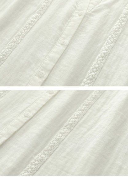 シャツ ブラウス レディース コットン100% 夏 ダブルガーゼ レース 五分袖 Vネック aライン tシャツ 大きいサイズ ゆったり きれいめ カジュアル 大人 おしゃれ 無地 体型カバー 着痩せ ナチュラル シンプル 送料無料 大人可愛い