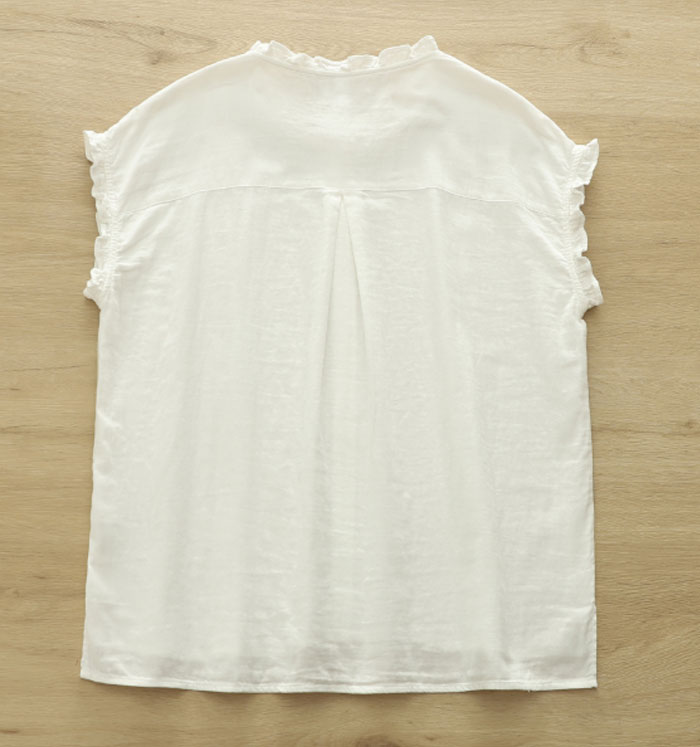 シャツ ブラウス レディース ノースリーブ コットン100% 夏 ダブルガーゼ フリル レース tシャツ 大きいサイズ きれいめ カジュアル 大人 おしゃれ 無地 体型カバー 着痩せ ナチュラル シンプル 送料無料 大人可愛い