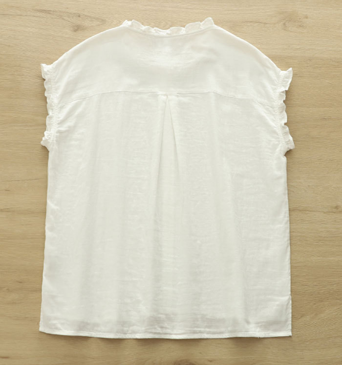 シャツ ブラウス レディース ノースリーブ コットン100% 夏 ダブルガーゼ フリル レース tシャツ 大きいサイズ きれいめ カジュアル 大人 おしゃれ 無地 体型カバー 着痩せ ナチュラル シンプル 送料無料 大人可愛い