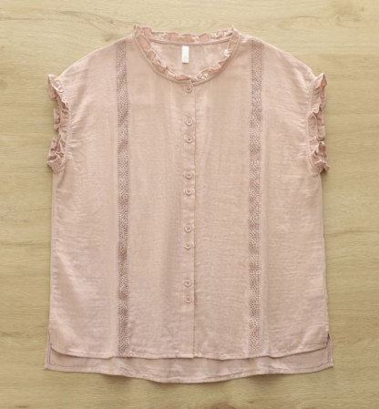シャツ ブラウス レディース ノースリーブ コットン100% 夏 ダブルガーゼ フリル レース tシャツ 大きいサイズ きれいめ カジュアル 大人 おしゃれ 無地 体型カバー 着痩せ ナチュラル シンプル 送料無料 大人可愛い