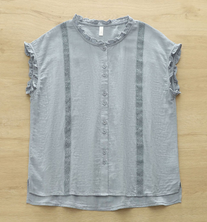 シャツ ブラウス レディース ノースリーブ コットン100% 夏 ダブルガーゼ フリル レース tシャツ 大きいサイズ きれいめ カジュアル 大人 おしゃれ 無地 体型カバー 着痩せ ナチュラル シンプル 送料無料 大人可愛い