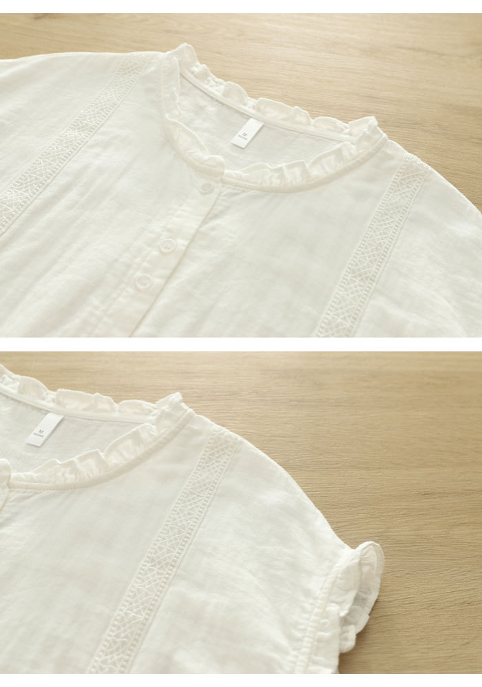 シャツ ブラウス レディース ノースリーブ コットン100% 夏 ダブルガーゼ フリル レース tシャツ 大きいサイズ きれいめ カジュアル 大人 おしゃれ 無地 体型カバー 着痩せ ナチュラル シンプル 送料無料 大人可愛い