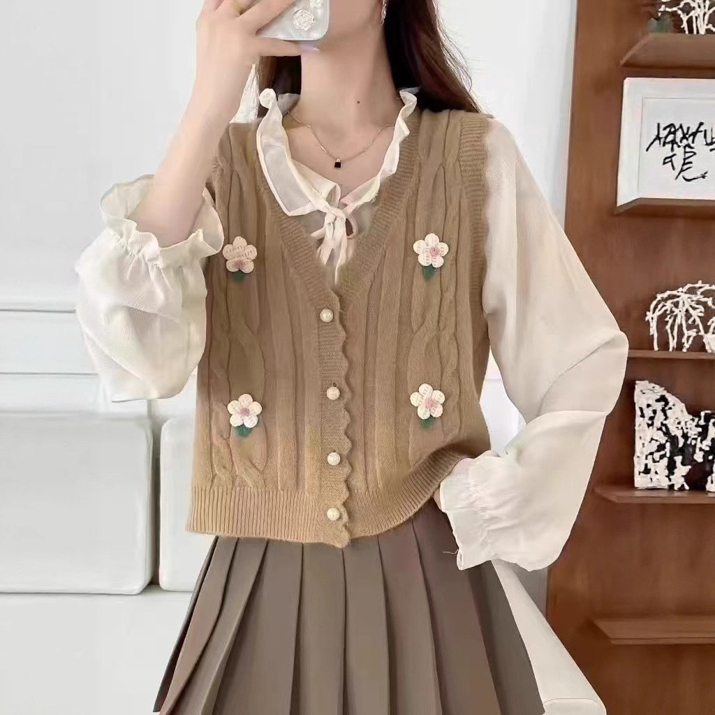 ニットベスト ジレ ニット レディース 立体感 カーディガン ニットカーディガン 春秋冬 レイヤード ベスト 前開き 大きいサイズ  開襟 ゆったり 定番 羽織り おしゃれ 重ね着風 大人可愛  ナチュラル ゆったり  体型カバー 暖
