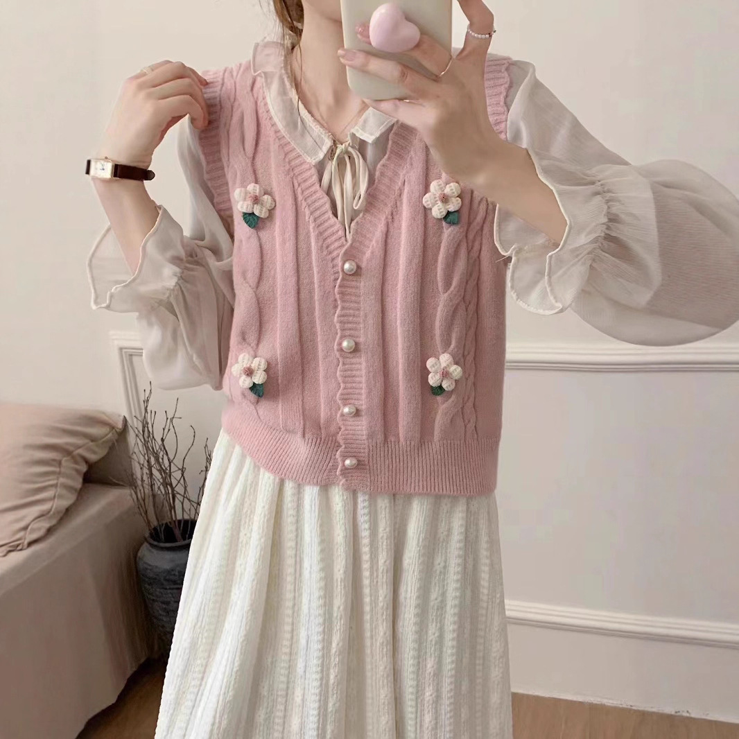 ニットベスト ジレ ニット レディース 立体感 カーディガン ニットカーディガン 春秋冬 レイヤード ベスト 前開き 大きいサイズ  開襟 ゆったり 定番 羽織り おしゃれ 重ね着風 大人可愛  ナチュラル ゆったり  体型カバー 暖