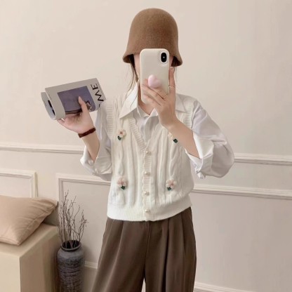 ニットベスト ジレ ニット レディース 立体感 カーディガン ニットカーディガン 春秋冬 レイヤード ベスト 前開き 大きいサイズ  開襟 ゆったり 定番 羽織り おしゃれ 重ね着風 大人可愛  ナチュラル ゆったり  体型カバー 暖