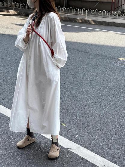 シャツワンピース ロング 綿麻 レディース きれいめ カーディガン 春秋 コットン 長袖 大きいサイズ ガーゼ レイヤード ロングワンピース 透け感 前開き Aライン 丸ネック 体型カバー 通勤 OL フォーマル 送料無料 ゆるっと 大人可愛い 着痩せ