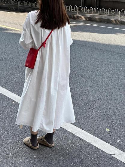 シャツワンピース ロング 綿麻 レディース きれいめ カーディガン 春秋 コットン 長袖 大きいサイズ ガーゼ レイヤード ロングワンピース 透け感 前開き Aライン 丸ネック 体型カバー 通勤 OL フォーマル 送料無料 ゆるっと 大人可愛い 着痩せ
