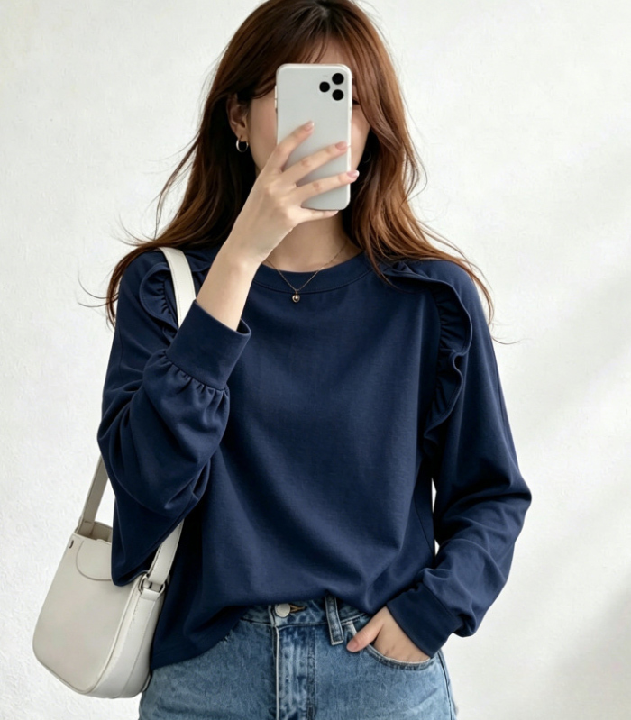 長袖tシャツ レディース 秋冬 カットソー tシャツ 長袖 ゆるt きれいめ 大きいサイズ 体型カバー シンプル かわいい 無地 長袖フリル ブラウス トップス 柔らかい おしゃれトップス 春 夏 ゆったり 大人可愛い 着痩せる 送料無料