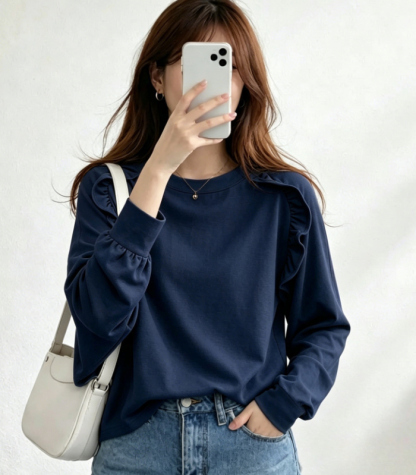 長袖tシャツ レディース 秋冬 カットソー tシャツ 長袖 ゆるt きれいめ 大きいサイズ 体型カバー シンプル かわいい 無地 長袖フリル ブラウス トップス 柔らかい おしゃれトップス 春 夏 ゆったり 大人可愛い 着痩せる 送料無料