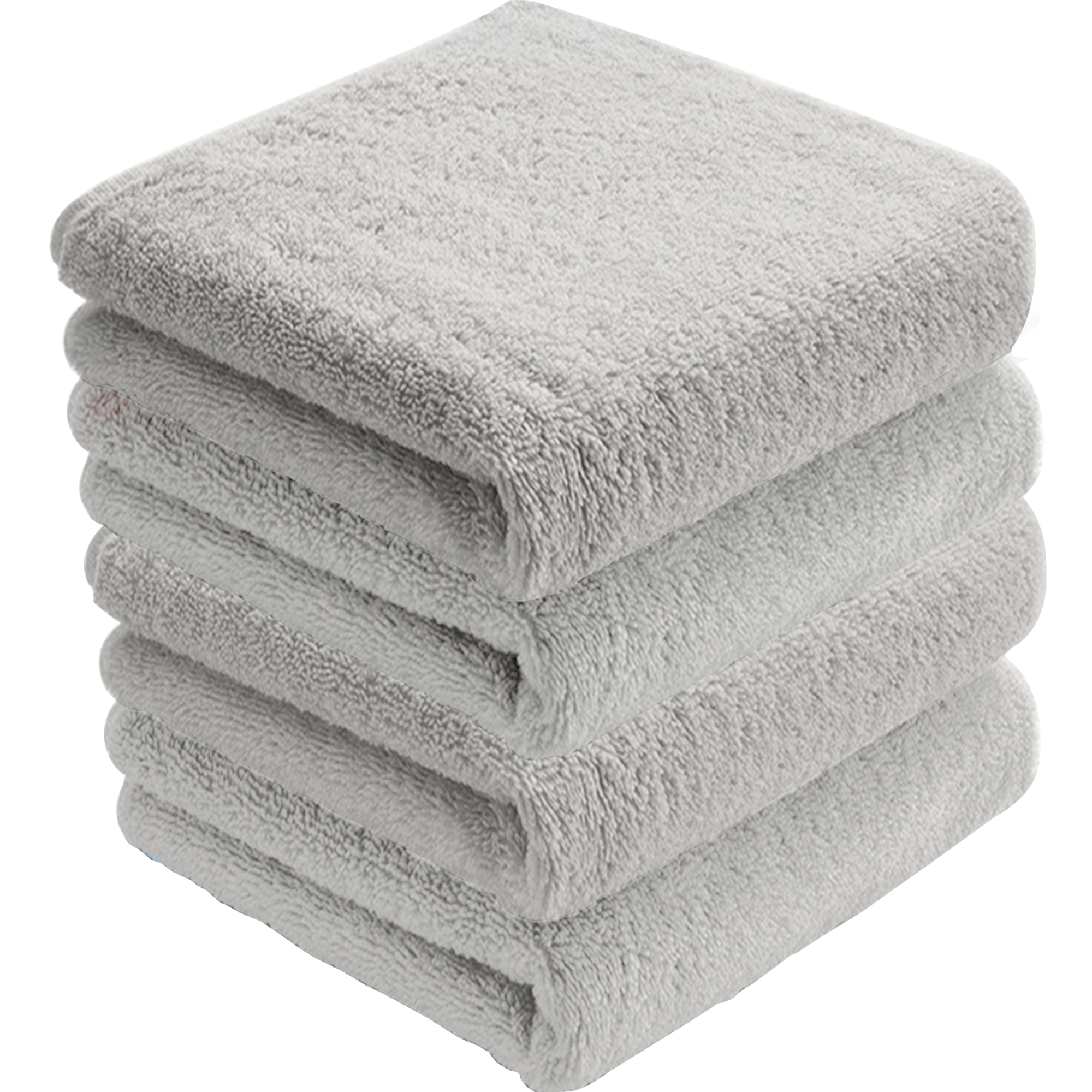 AYO フェイスタオル ホテル仕様 4枚セット ライトグレー ふかふか 綿100% 34×80cm 高吸水 耐久性 無地 毛羽落ち少ない ギフト