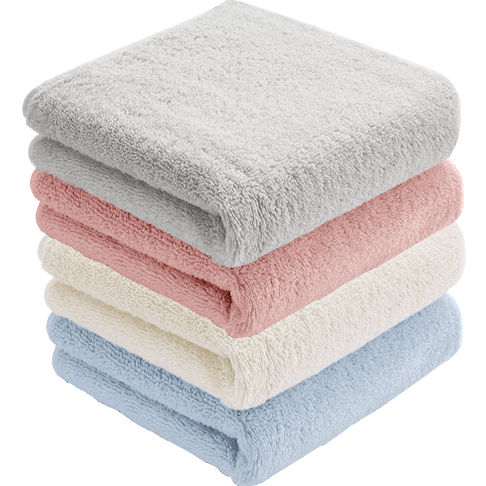 AYO フェイスタオル ホテル仕様 4枚セット 4色 ふかふか 綿100% 34×80cm 高吸水 耐久性 無地 毛羽落ち少ない ギフト 