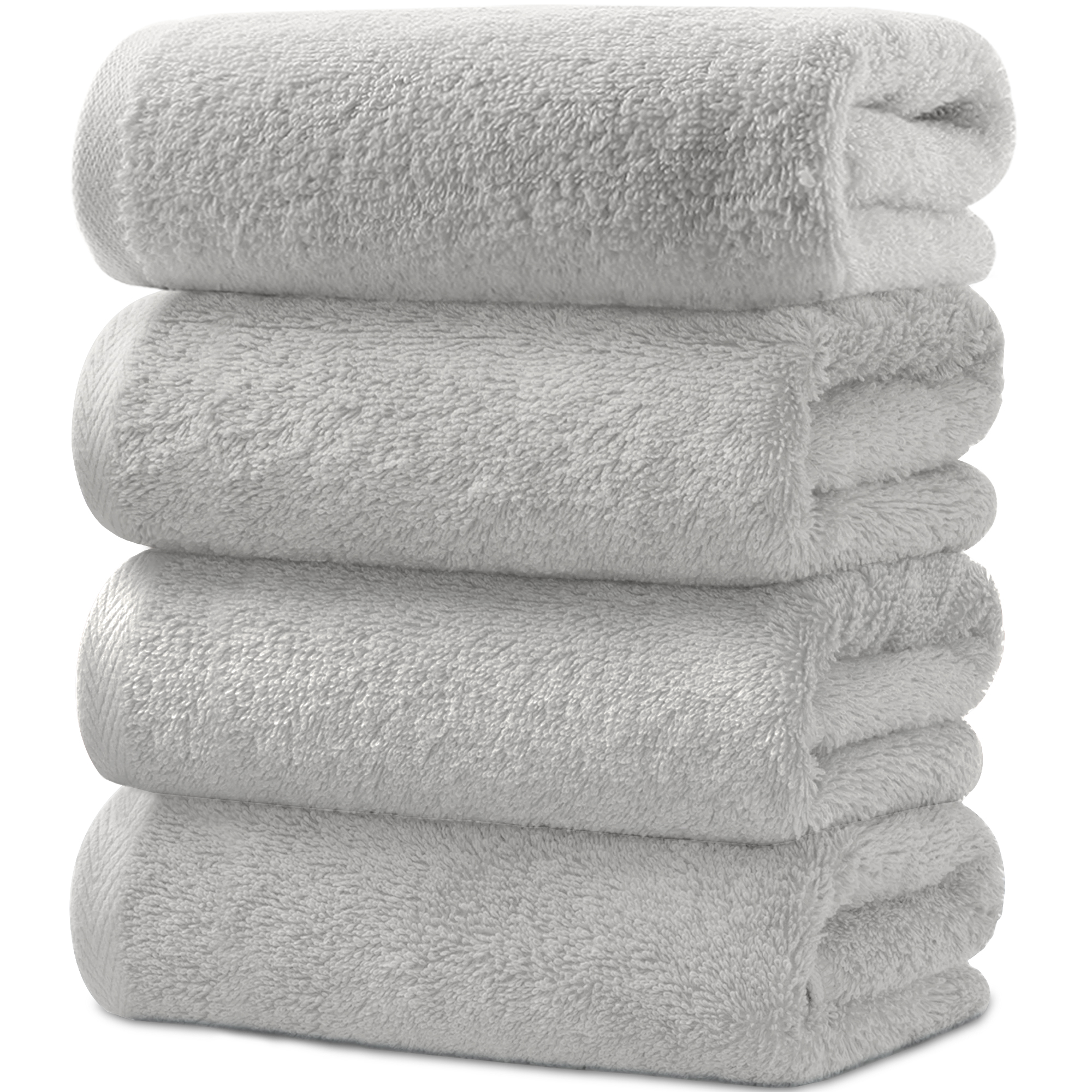 AYO バスタオル 4枚セット ライトグレー ホテル仕様 ふかふか 綿100% 高吸水 耐久性 無地 毛羽落ち少ない ギフト