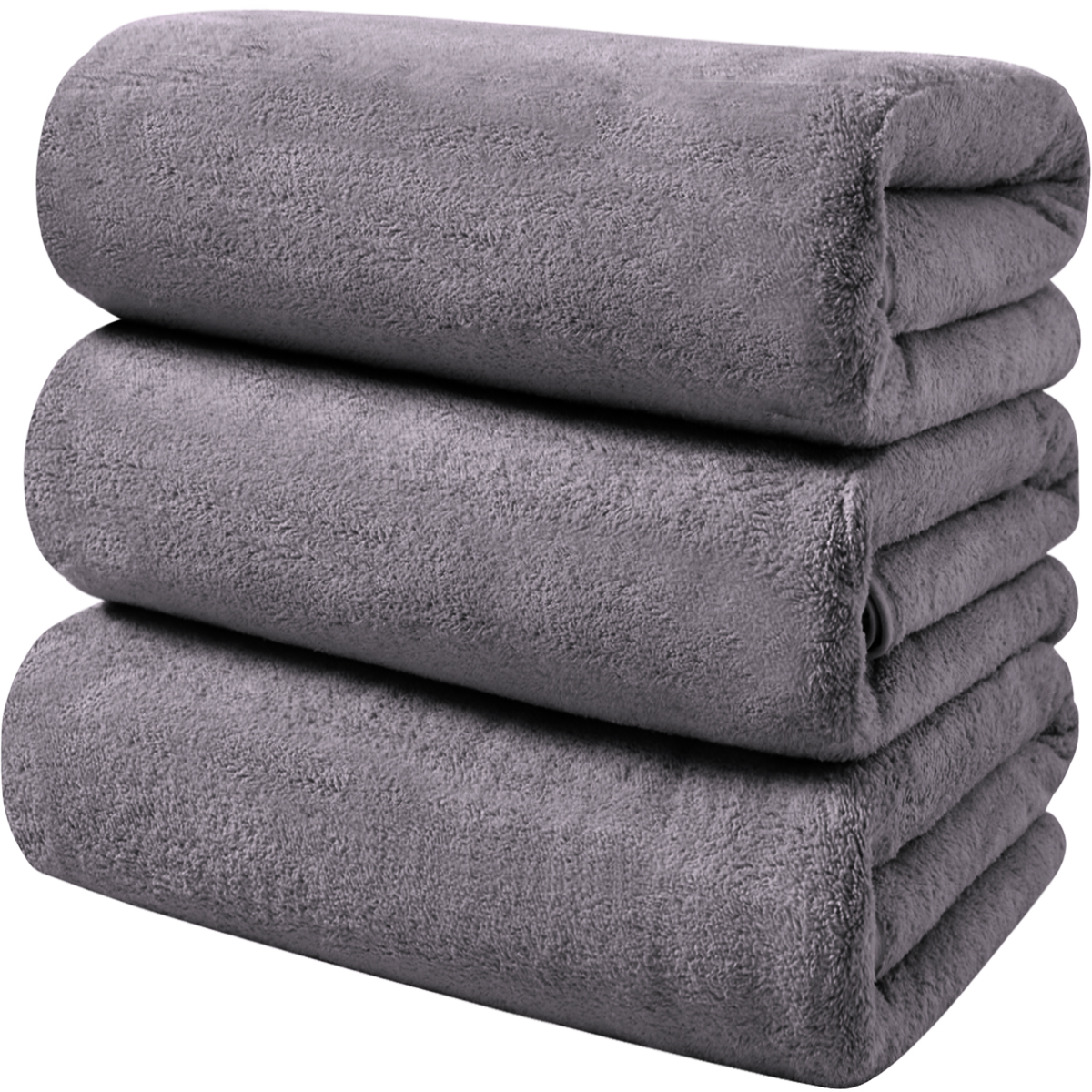 AYO バスタオル ふわふわ ホテル仕様 大判 瞬間吸水 60*120cm 3枚セット マイクロファイバー 強い吸水速乾 肌触り グレー