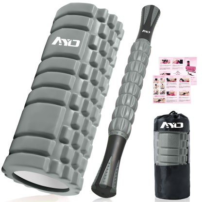 フォームローラー AYO 筋膜リリース マッサージローラー 筋膜ローラー セット ヨガポール 足 太もも 背中 筋肉ほぐし ストレッチ トレーニング スポーツ フィットネス ストレッチ器具 説明書 収納バッグ