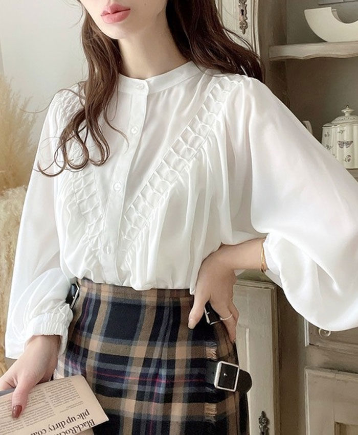 ブラウス シフォン オフィス 長袖 2WAY パフ―スリーブ レディース ビジネス スーツ 透けない 仕事着 フォーマル 事務服 制服 通勤 秋 夏 大学生 リクルート 就活 学式 卒業式 大きいサイズ 小さいサイズ