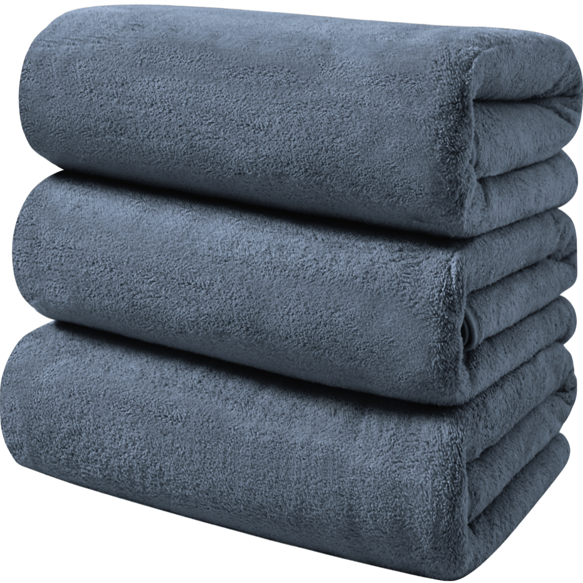 AYO バスタオル ふわふわ ホテル仕様 大判 瞬間吸水 60*120cm 3枚セットマイクロファイバー 強い吸水速乾 肌触り スモークブルー