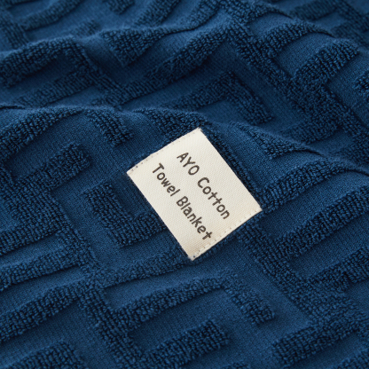 AYO タオルケット シングル ブランケット 綿100% コットン おしゃれ エアーケット キルトケット 抗菌 肌掛け 軽量 柔らかく肌触り 毛玉が出ない 毛布 オールシーズン 夏用 ソファー用 丸洗いOK 吸湿速乾 母の日 父の日 誕生日のプレゼント（ネイビー，140*190cm）