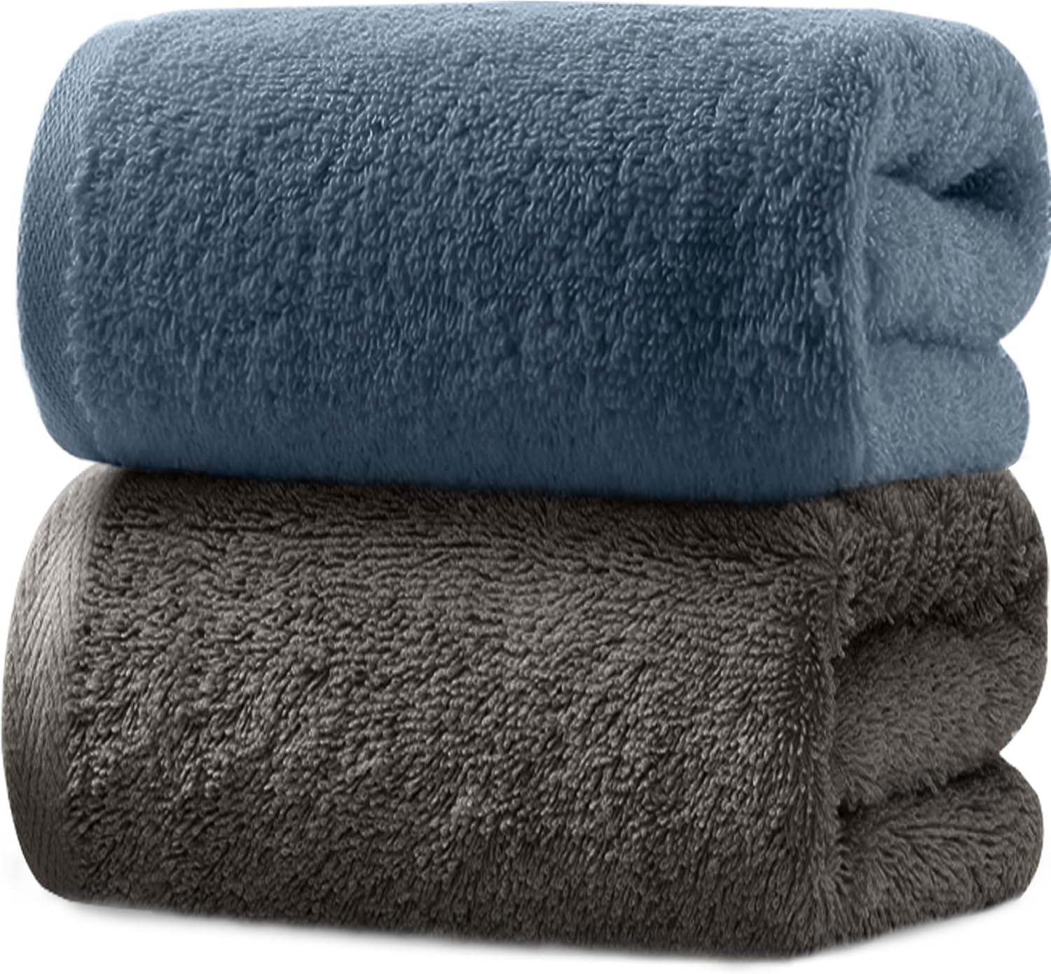 AYO バスタオル 2枚セット スモークブルー+カーボングレー ホテル仕様 ふかふか 綿100% 高吸水 耐久性 無地 毛羽落ち少ない ギフト