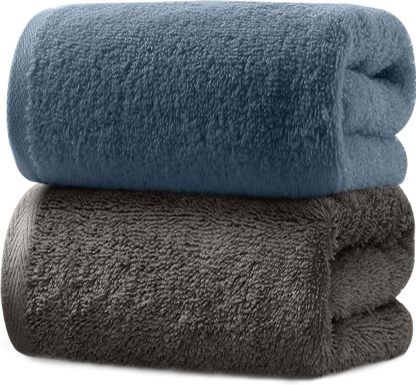 AYO バスタオル 2枚セット スモークブルー+カーボングレー ホテル仕様 ふかふか 綿100% 高吸水 耐久性 無地 毛羽落ち少ない ギフト