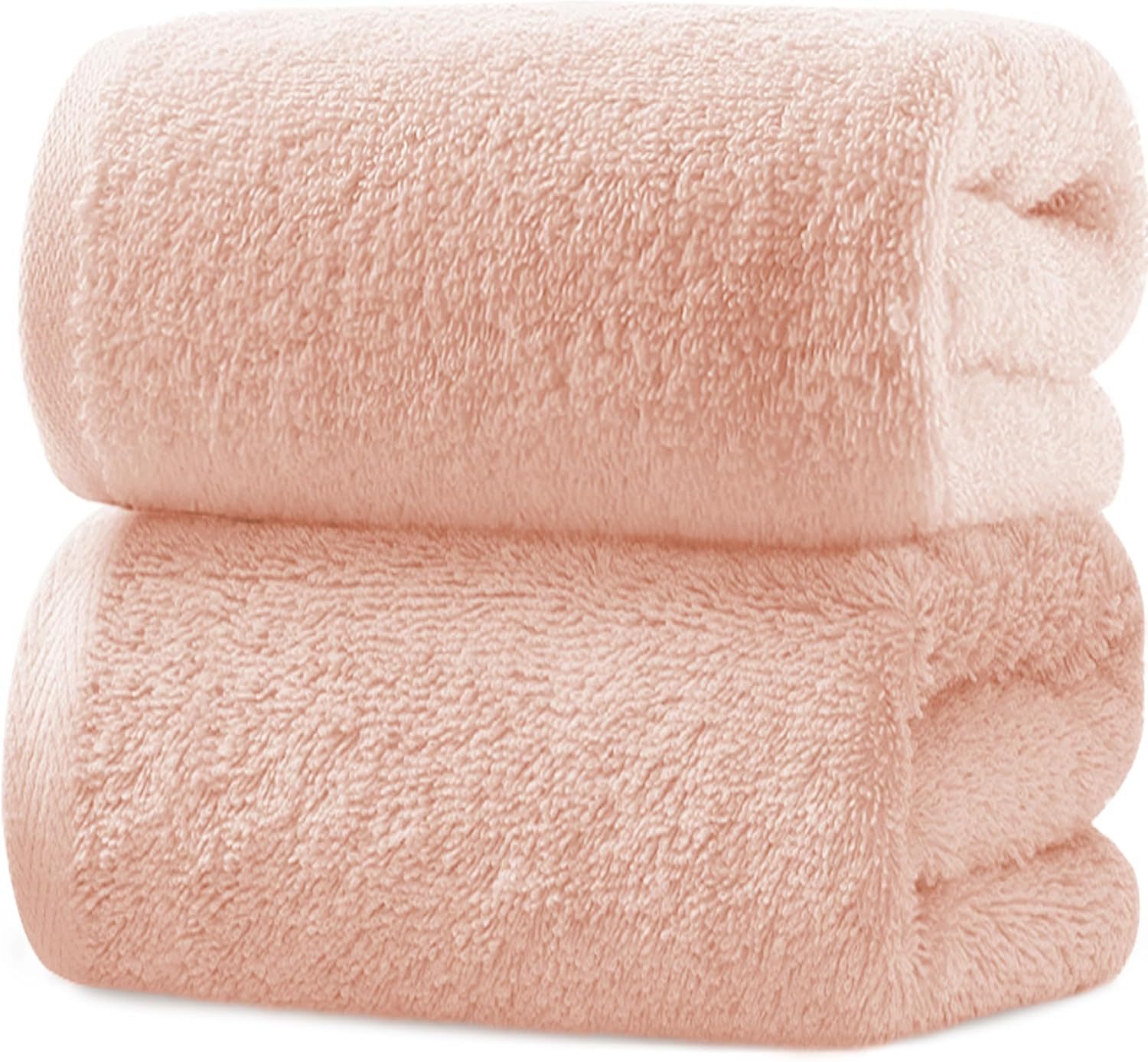 AYO バスタオル 2枚セット ライトピンク ホテル仕様 ふかふか 綿100% 高吸水 耐久性 無地 毛羽落ち少ない ギフト