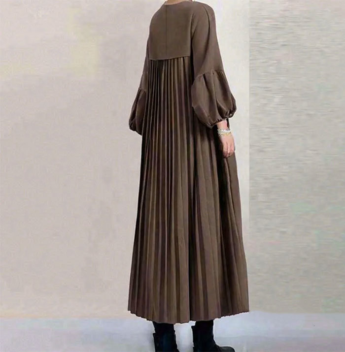 ロングワンピース ギャザーワンピース 長袖 レディース プリーツ 大きいサイズ マキシワンピース ロングワンピ きれいめ ミモレ丈 無地 ワンピース ハイウエスト カジュアル 透けない パフスリーブ 春 ぽわん袖