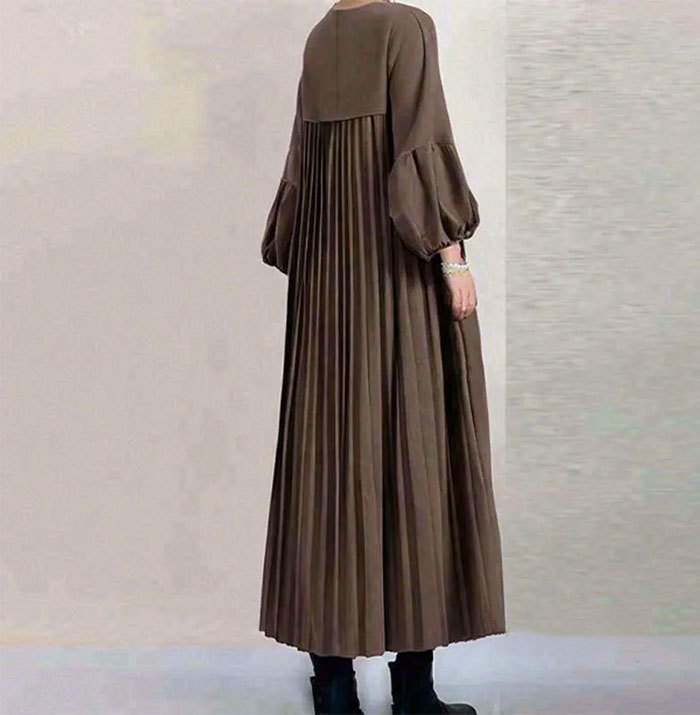 ロングワンピース ギャザーワンピース 長袖 レディース プリーツ 大きいサイズ マキシワンピース ロングワンピ きれいめ ミモレ丈 無地 ワンピース ハイウエスト カジュアル 透けない パフスリーブ 春 ぽわん袖