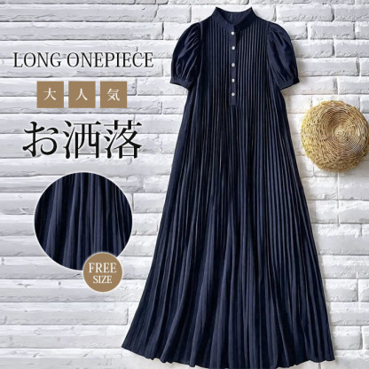 ロングワンピース ギャザーワンピース レディース 半袖 シンプル 体型カバー ミモレ丈 ゆるっと ミモレ 無地 春 夏 カジュアル 大人可愛い ハイネック 妊娠服 マタニティ 送料無料 30代 40代 50代