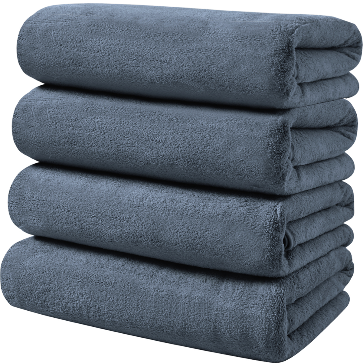 AYO バスタオル ふわふわ ホテル仕様 大判 瞬間吸水 60*120cm 4枚セットマイクロファイバー 強い吸水速乾 肌触り スモークブルー