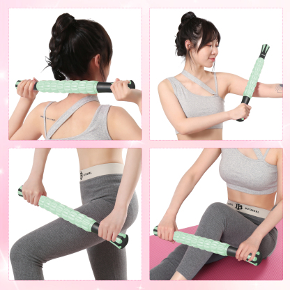 フォームローラー AYO 筋膜リリース マッサージローラー 筋膜ローラー セット ヨガポール 足 太もも 背中 筋肉ほぐし ストレッチ トレーニング スポーツ フィットネス ストレッチ器具 説明書 収納バッグ ライトグリーン