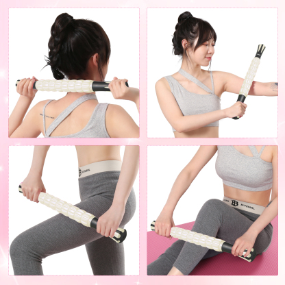 フォームローラー AYO 筋膜リリース マッサージローラー 筋膜ローラー セット ヨガポール 足 太もも 背中 筋肉ほぐし ストレッチ トレーニング スポーツ フィットネス ストレッチ器具 説明書 収納バッグ オフホワイト