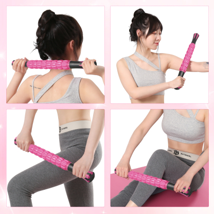 フォームローラー AYO 筋膜リリース マッサージローラー 筋膜ローラー セット ヨガポール 足 太もも 背中 筋肉ほぐし ストレッチ トレーニング スポーツ フィットネス ストレッチ器具 説明書 収納バッグ ローズ