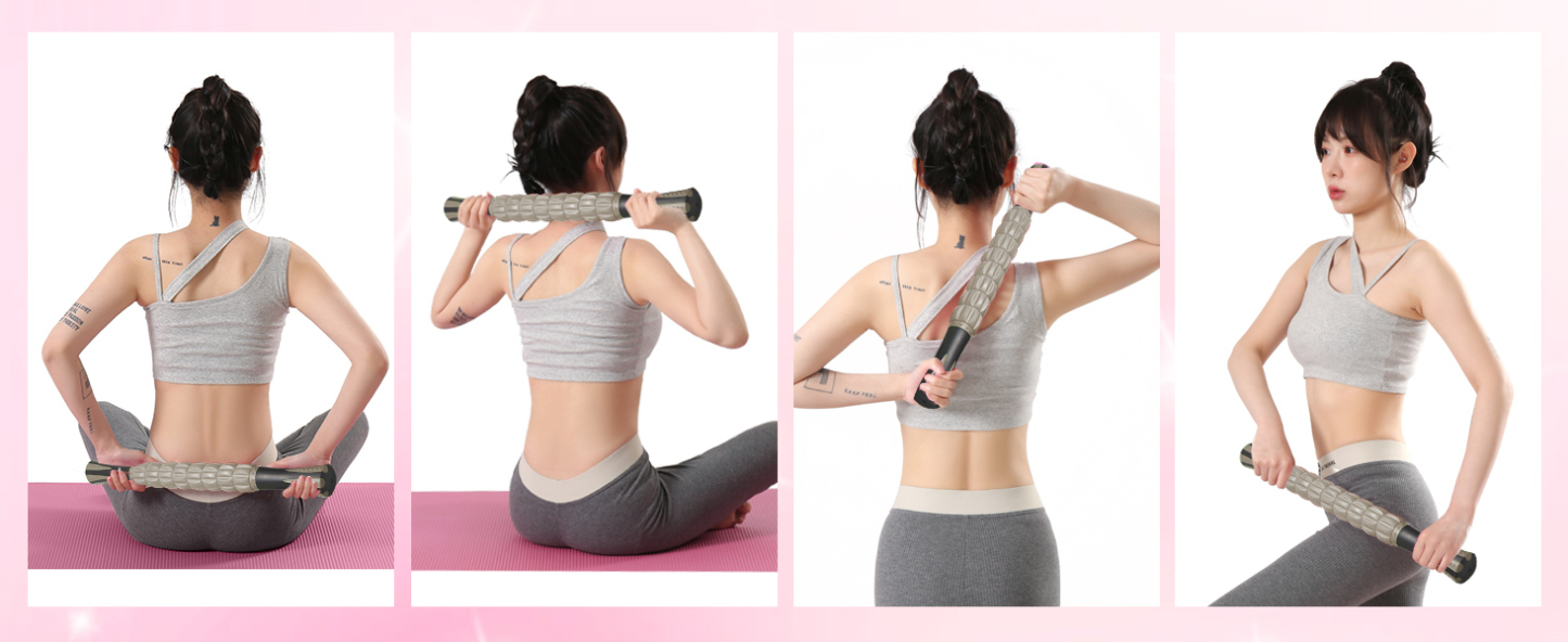 フォームローラー AYO 筋膜リリース マッサージローラー 筋膜ローラー セット ヨガポール 足 太もも 背中 筋肉ほぐし ストレッチ トレーニング スポーツ フィットネス ストレッチ器具 説明書 収納バッグ ライトブラウン