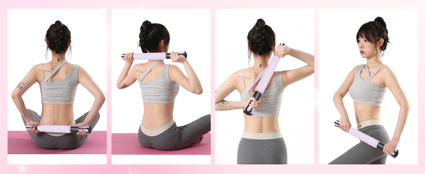 フォームローラー AYO 筋膜リリース マッサージローラー 筋膜ローラー セット ヨガポール 足 太もも 背中 筋肉ほぐし ストレッチ トレーニング スポーツ フィットネス ストレッチ器具 説明書 収納バッグ ライトパープル