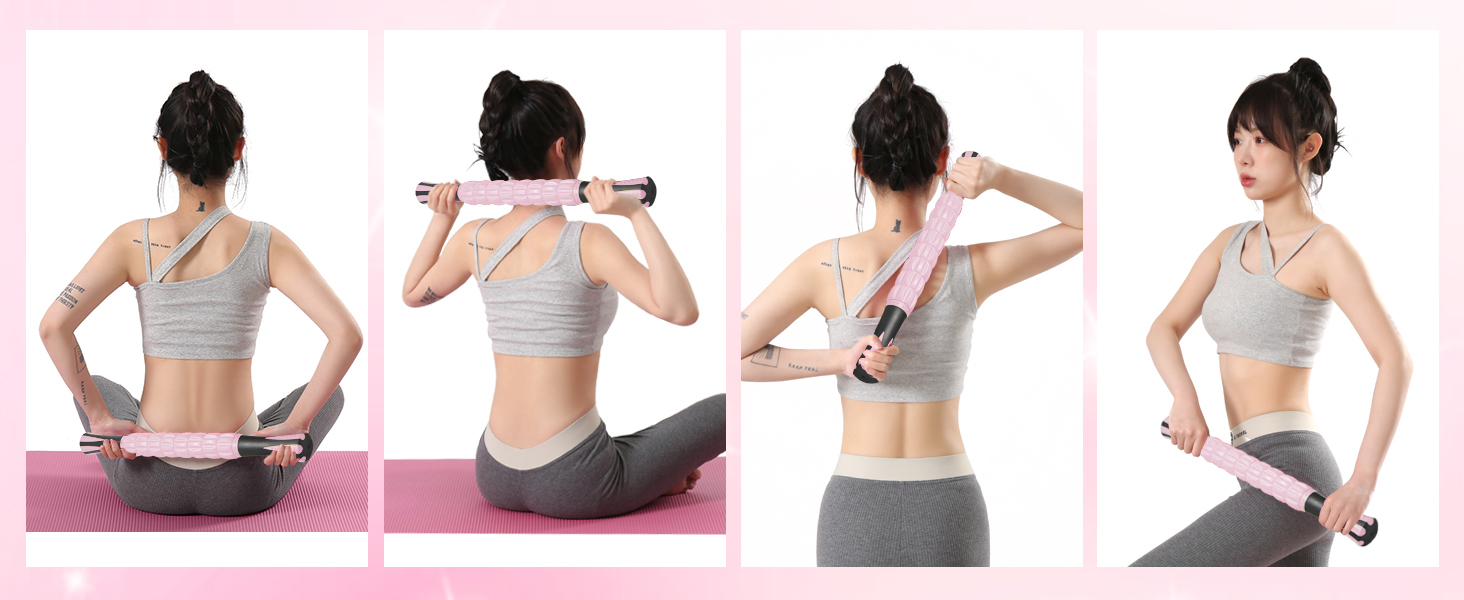 フォームローラー AYO 筋膜リリース マッサージローラー 筋膜ローラー セット ヨガポール 足 太もも 背中 筋肉ほぐし ストレッチ トレーニング スポーツ フィットネス ストレッチ器具 説明書 収納バッグ ライトピンク