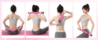 フォームローラー AYO 筋膜リリース マッサージローラー 筋膜ローラー セット ヨガポール 足 太もも 背中 筋肉ほぐし ストレッチ トレーニング スポーツ フィットネス ストレッチ器具 説明書 収納バッグ ローズ