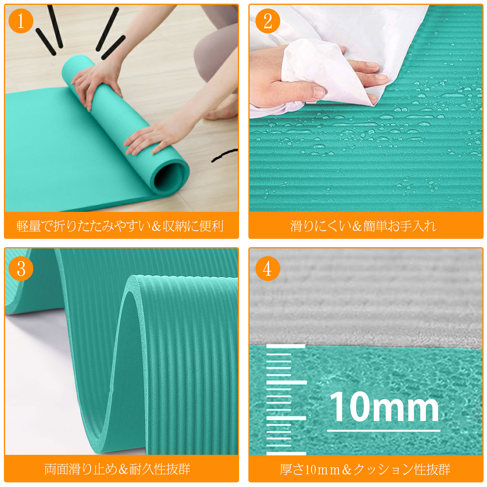 AYO(エイワイオー) 厚さ10mm 幅80cm×長さ185cm ヨガマット(防音/水洗い/滑り止め/グレー/ニトリルゴムポリ塩化ビニル樹脂)