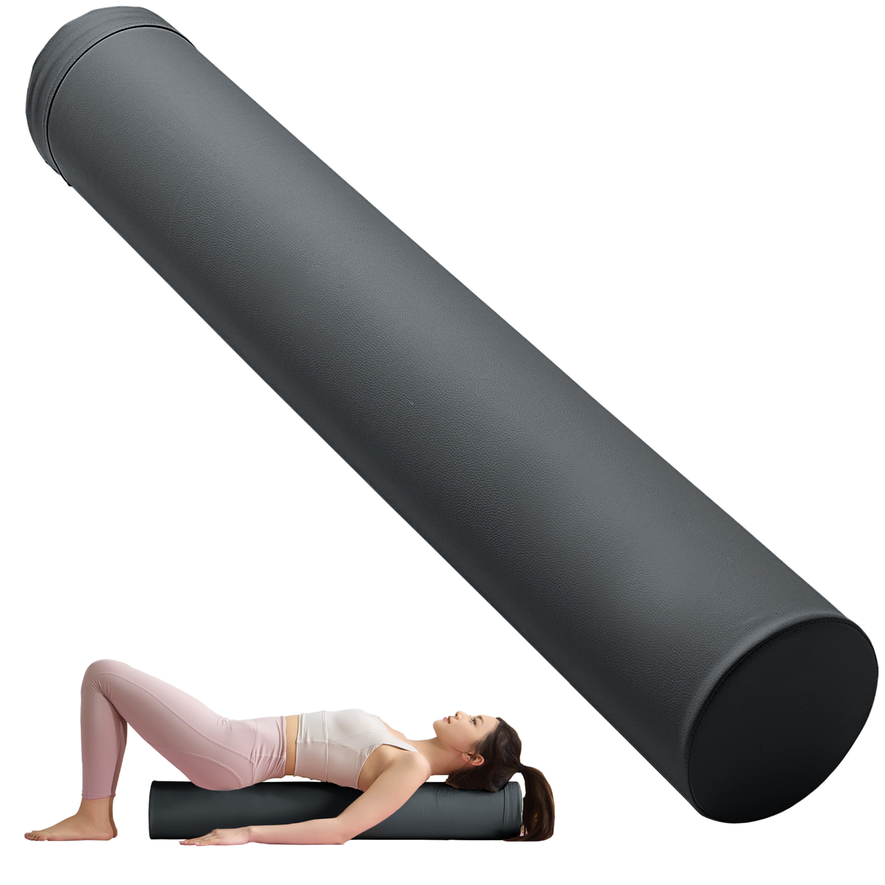 AYO ストレッチ ポール ヨガポール ヨガブロック エクササイズポール 【100cm/耐荷重150kg】フォームローラー 肩甲骨 ローラー 筋肉ほぐし ピラティス グレー