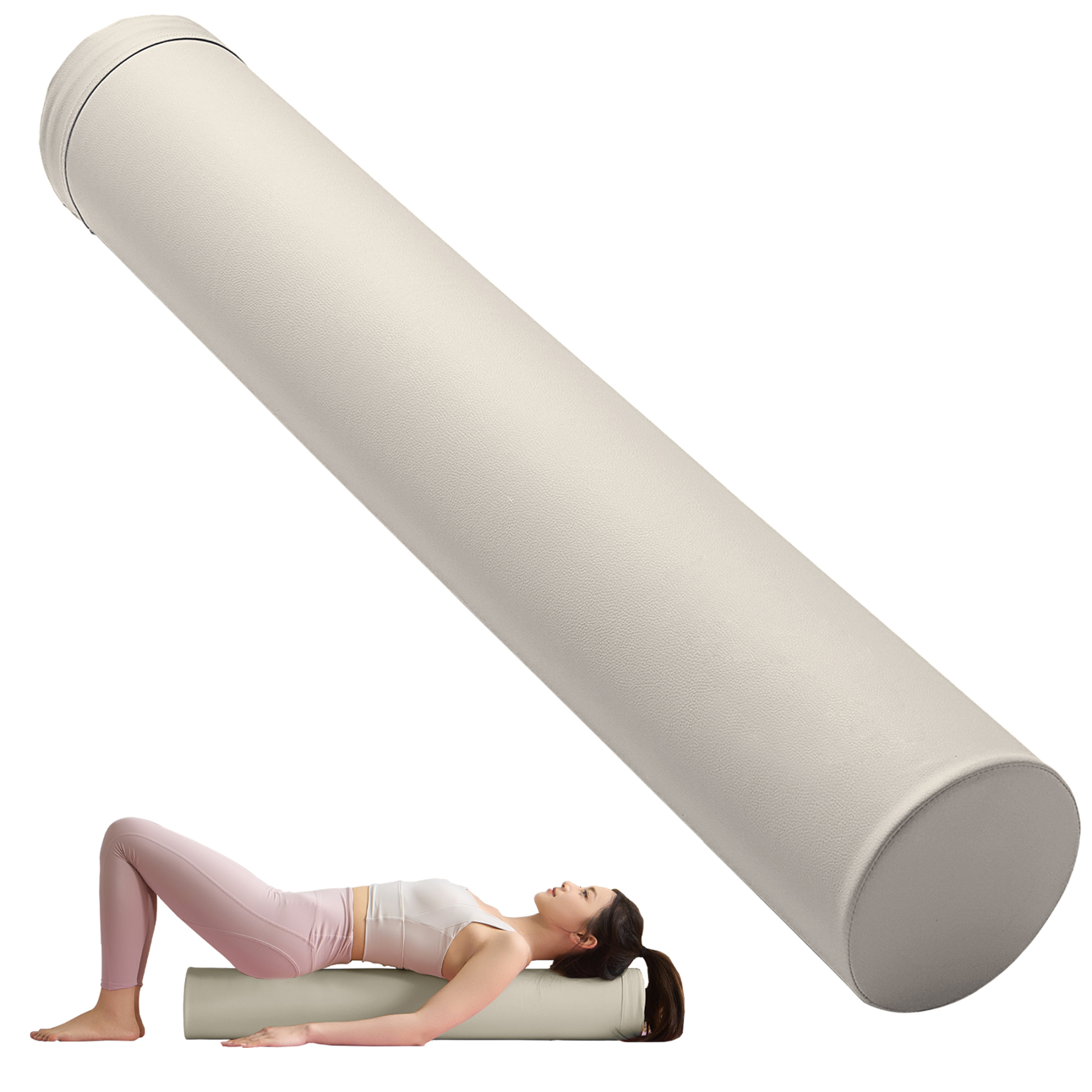 AYO ストレッチ ポール ヨガポール ヨガブロック エクササイズポール 【100cm/耐荷重150kg】フォームローラー 肩甲骨 ローラー 筋肉ほぐし ピラティス ホワイト