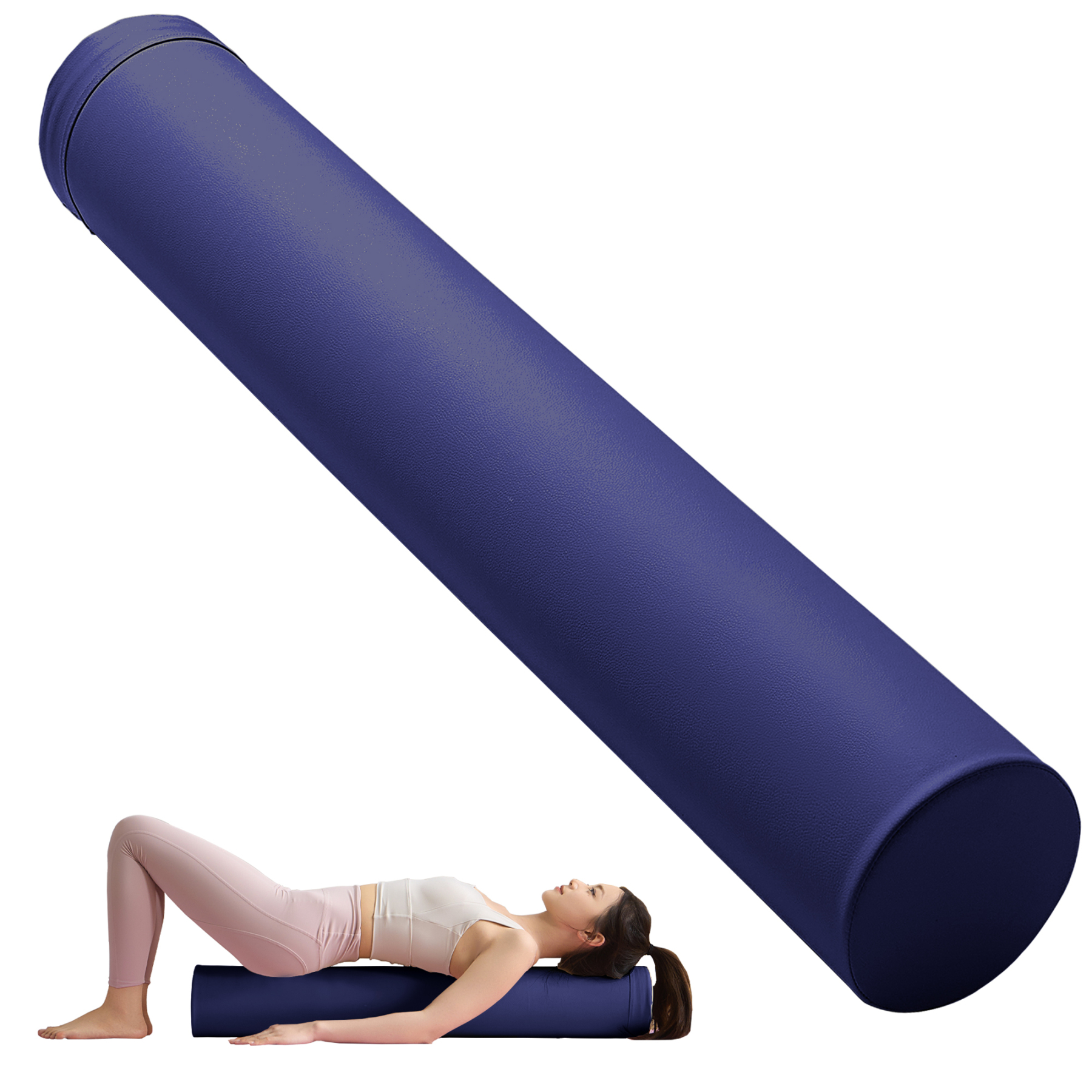 AYO ストレッチ ポール ヨガポール ヨガブロック エクササイズポール 【100cm/耐荷重150kg】フォームローラー 肩甲骨 ローラー 筋肉ほぐし ピラティス ネイビー